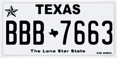 TX license plate BBB7663