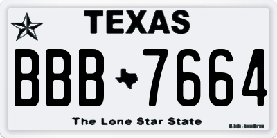 TX license plate BBB7664