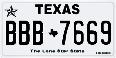 TX license plate BBB7669