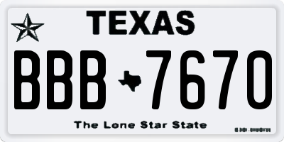 TX license plate BBB7670