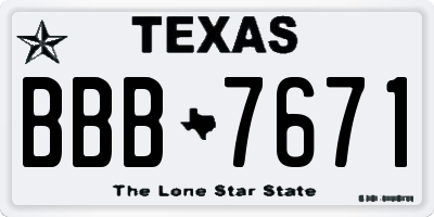 TX license plate BBB7671