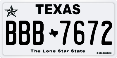 TX license plate BBB7672