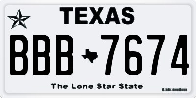 TX license plate BBB7674