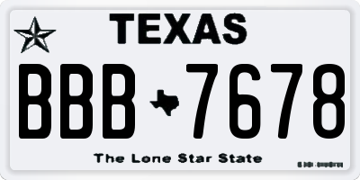 TX license plate BBB7678