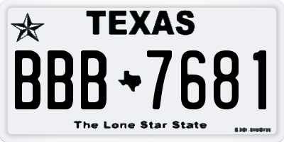 TX license plate BBB7681