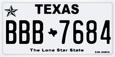 TX license plate BBB7684