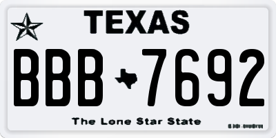 TX license plate BBB7692