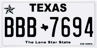 TX license plate BBB7694