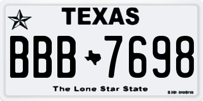 TX license plate BBB7698