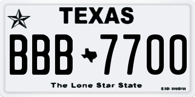 TX license plate BBB7700