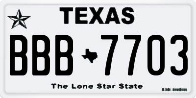 TX license plate BBB7703