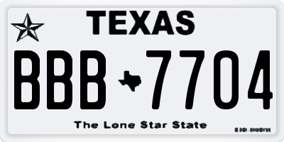 TX license plate BBB7704