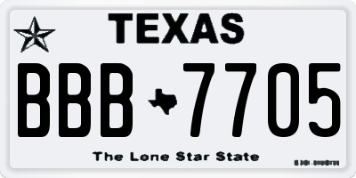 TX license plate BBB7705
