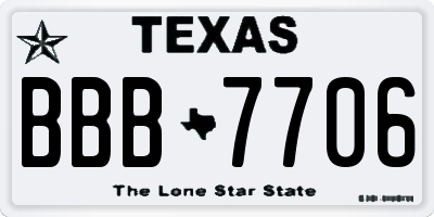 TX license plate BBB7706