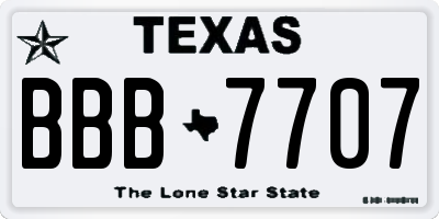 TX license plate BBB7707