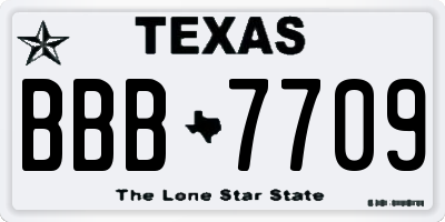 TX license plate BBB7709