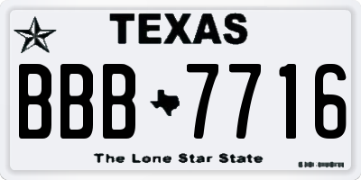 TX license plate BBB7716