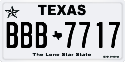 TX license plate BBB7717