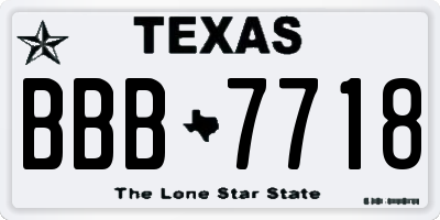 TX license plate BBB7718