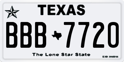 TX license plate BBB7720