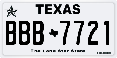 TX license plate BBB7721