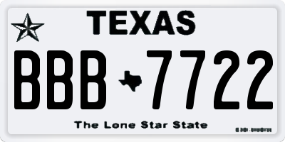 TX license plate BBB7722