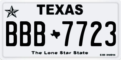 TX license plate BBB7723