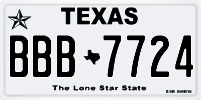 TX license plate BBB7724