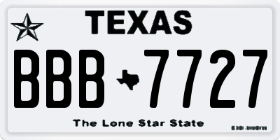 TX license plate BBB7727