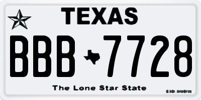 TX license plate BBB7728
