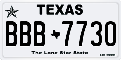 TX license plate BBB7730