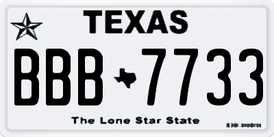 TX license plate BBB7733