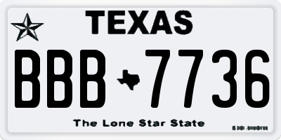 TX license plate BBB7736