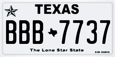 TX license plate BBB7737