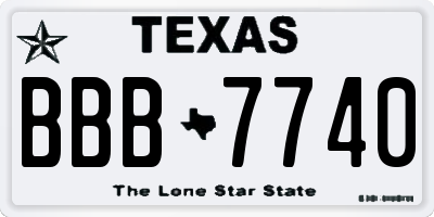 TX license plate BBB7740