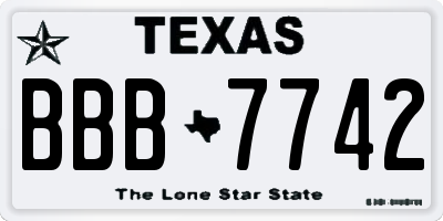 TX license plate BBB7742