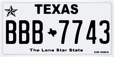 TX license plate BBB7743