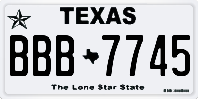 TX license plate BBB7745