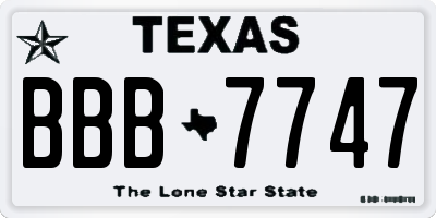 TX license plate BBB7747