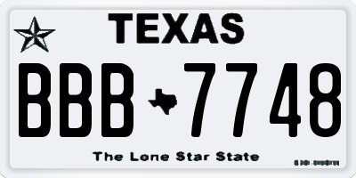 TX license plate BBB7748