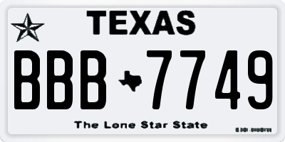 TX license plate BBB7749