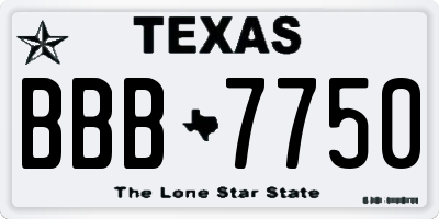 TX license plate BBB7750