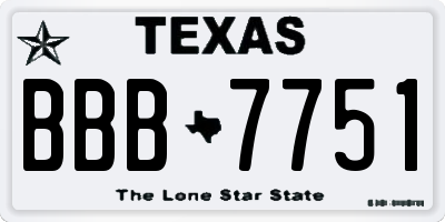 TX license plate BBB7751