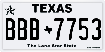 TX license plate BBB7753