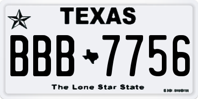 TX license plate BBB7756