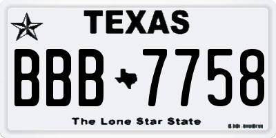 TX license plate BBB7758