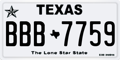 TX license plate BBB7759