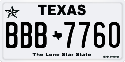 TX license plate BBB7760