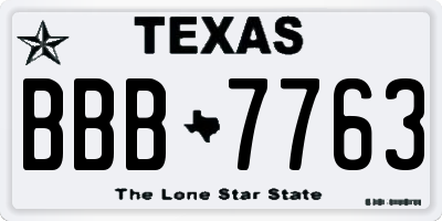 TX license plate BBB7763