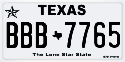TX license plate BBB7765